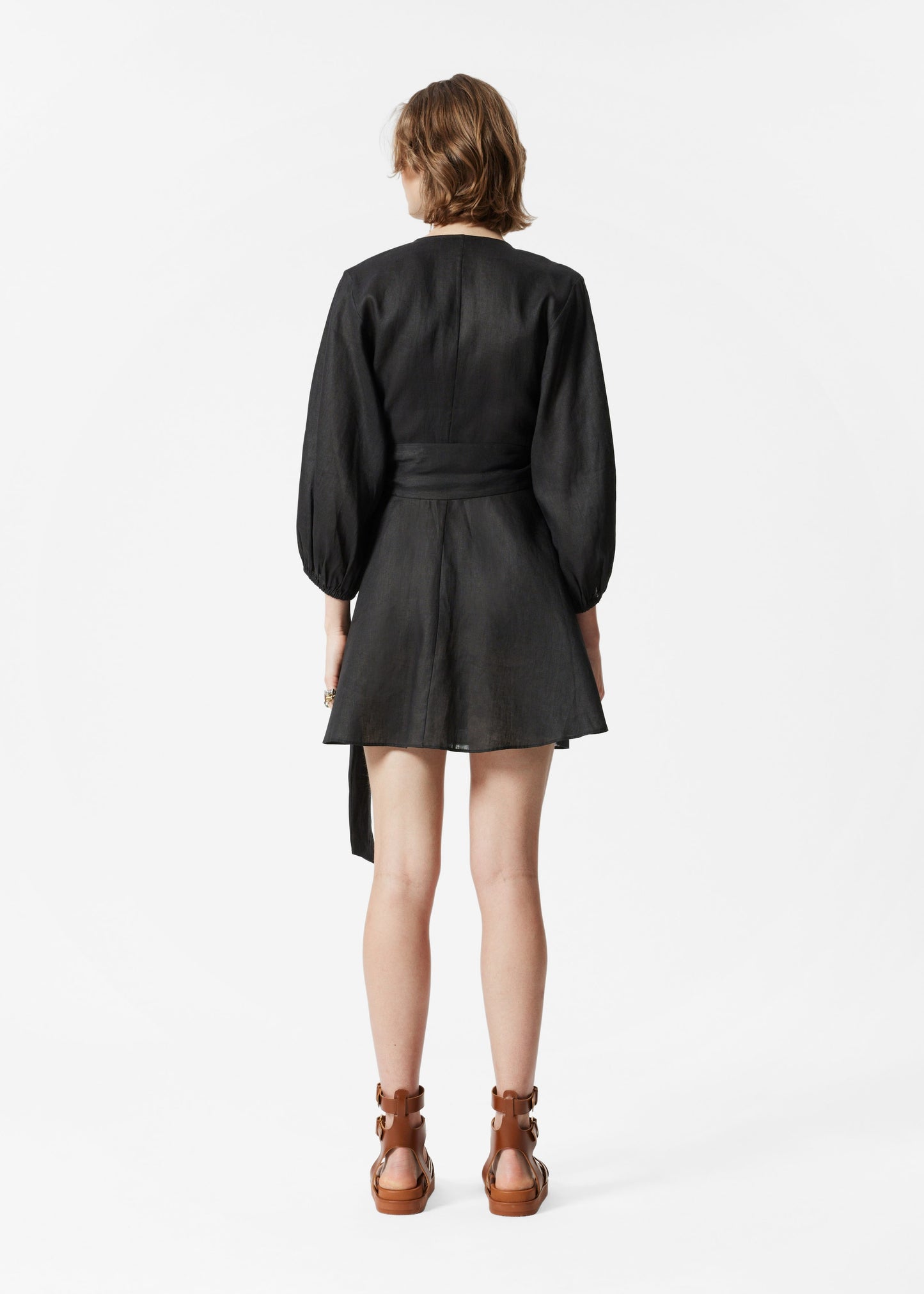Linen Wrap Mini Dress