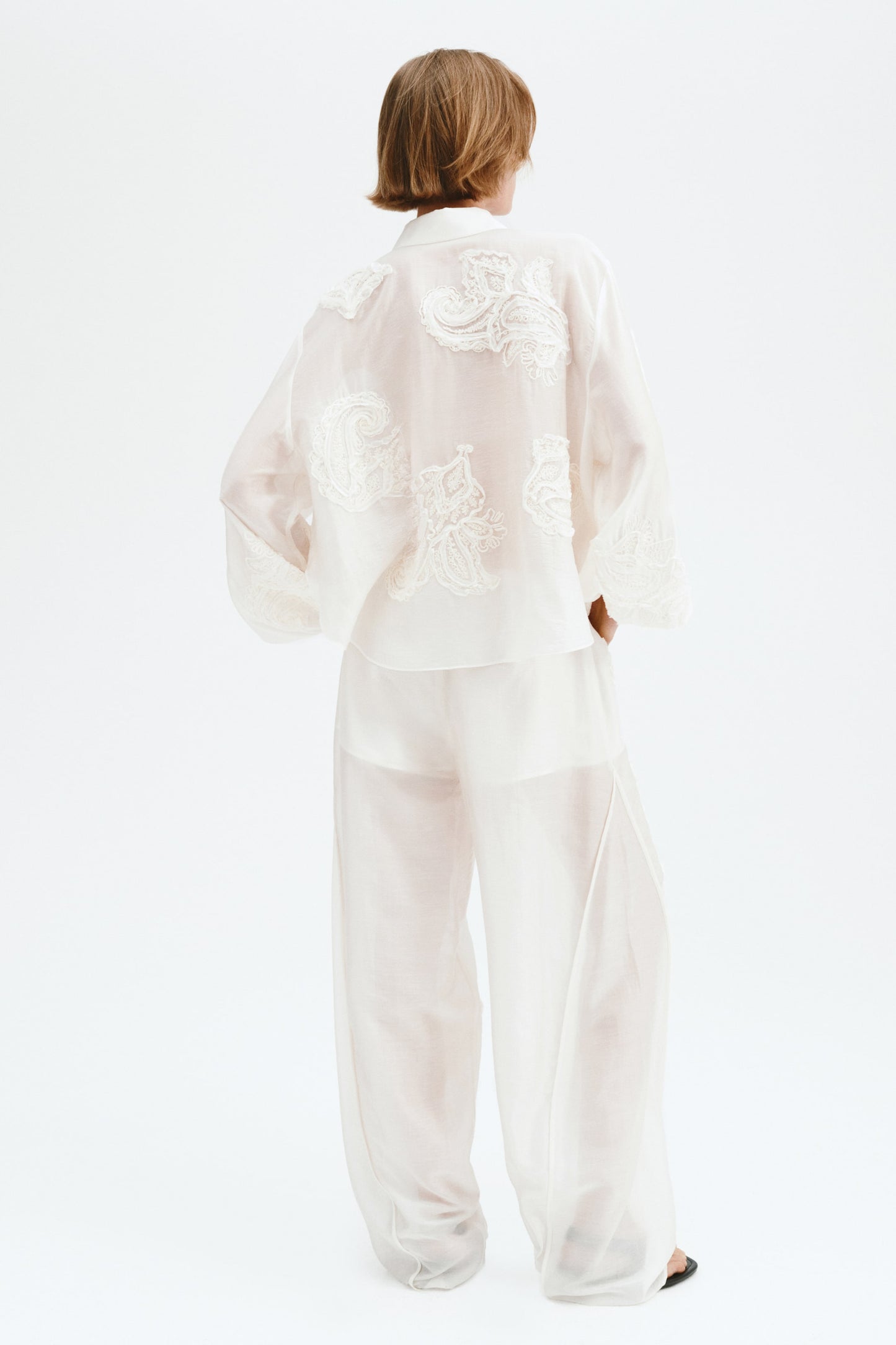 Appliquéd barrel trousers
