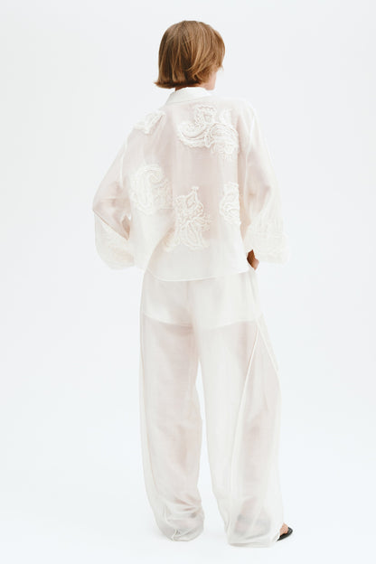 Appliquéd barrel trousers