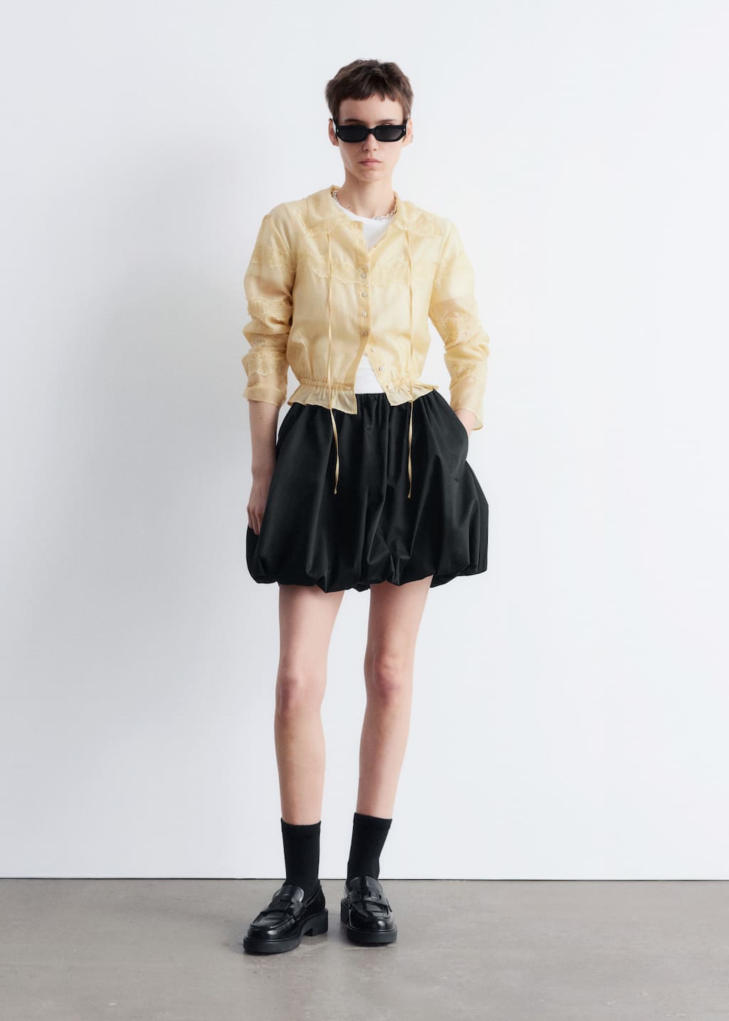 Long-Sleeve Lace Blouse