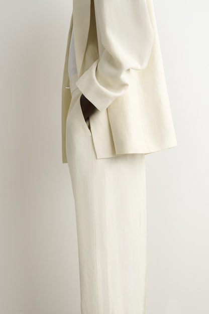 Tailored Linen-Blend Straight-Leg Trousers