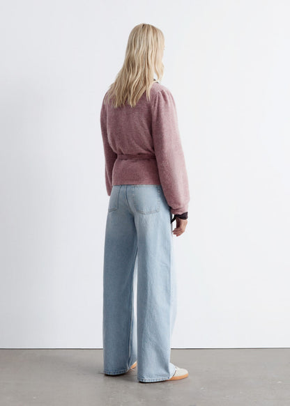 Mohair-Blend Knitted Wrap Cardigan