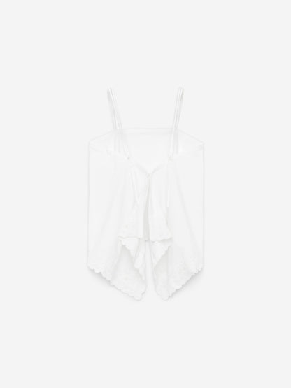 Embroidery-Detail Strap Top
