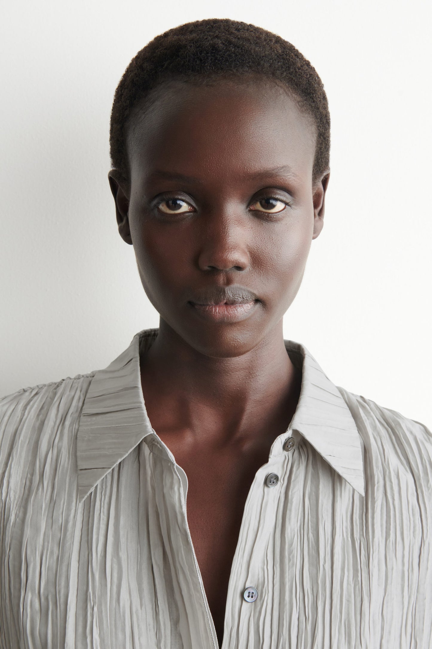 Rounded Textured-Silk Shirt