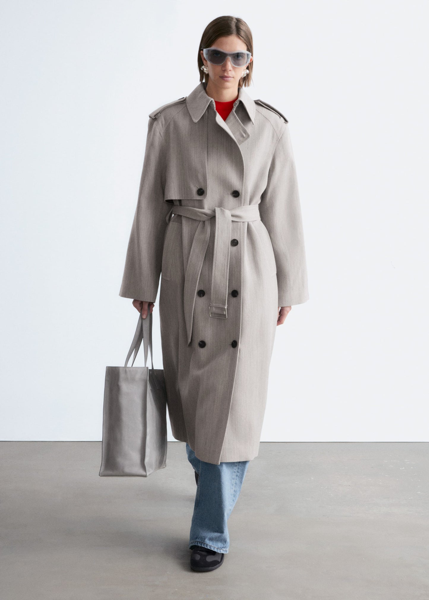 Wool Tie-Belt Trench Coat