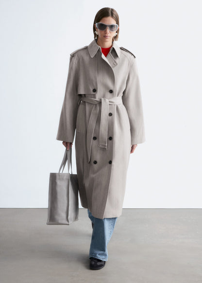 Wool Tie-Belt Trench Coat