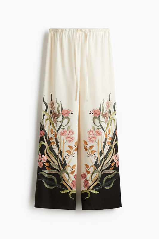 Printed drawstring trousers