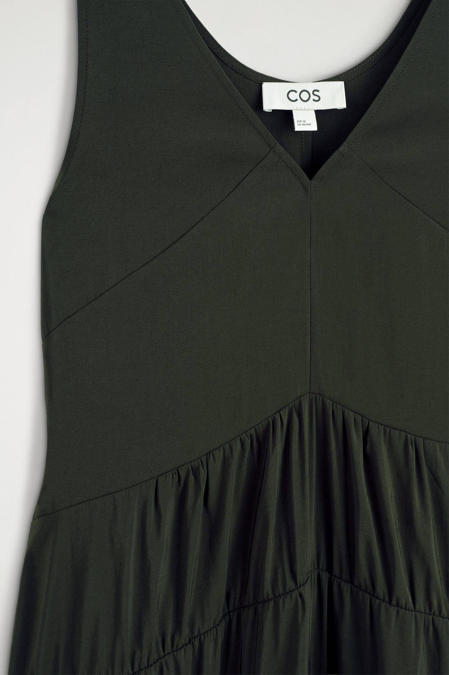 Gathered pleated V-neck maxi dress