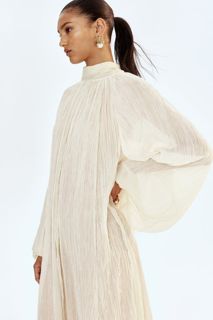 Bow-collar maxi dress