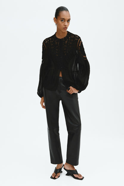 Crochet-look blouse