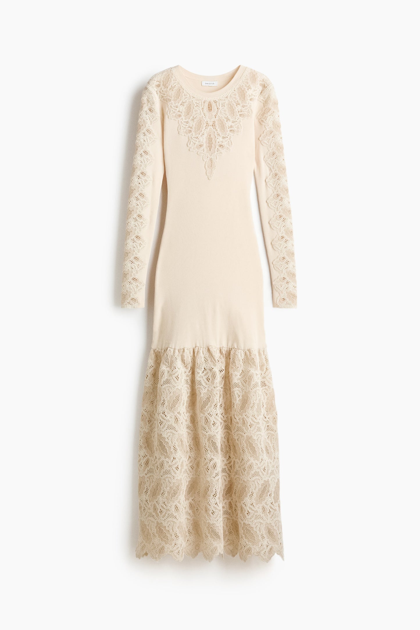 Ribbed lace-detail dress