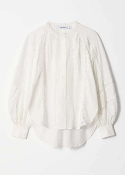 Voluminous Lace-trimmed Blouse