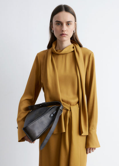 Scarf-Neck Midi Dress