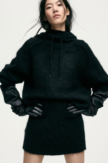 Mohair-blend hoodie