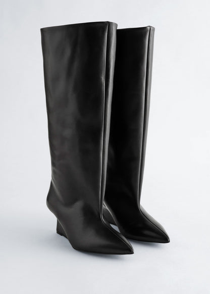 Wedge-Heel Knee-High Boots