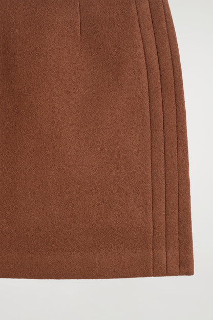 Topstitched wool mini skirt
