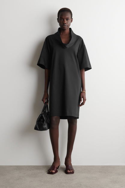 Funnel-Neck Cocoon Mini Dress