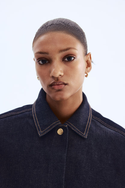 Cape-detail denim jacket