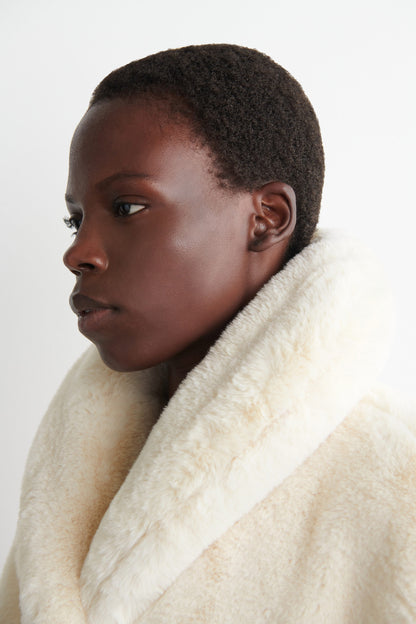 Shawl-Collar Faux Fur Jacket