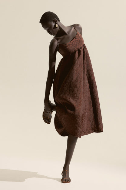 Jacquard-weave strappy dress