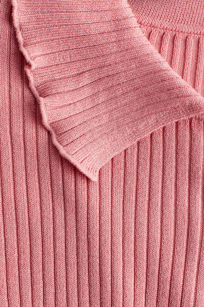 Rib-knit polo jumper