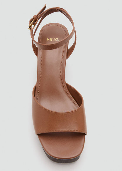 Leather wedge-heel sandals