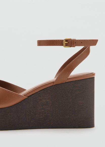 Leather wedge-heel sandals