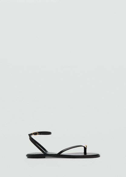 Leather strap sandals with metallic detail
