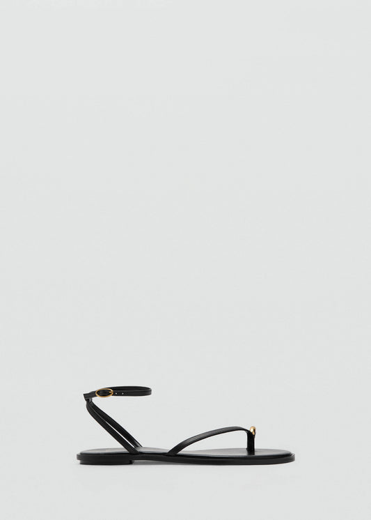 Leather strap sandals with metallic detail