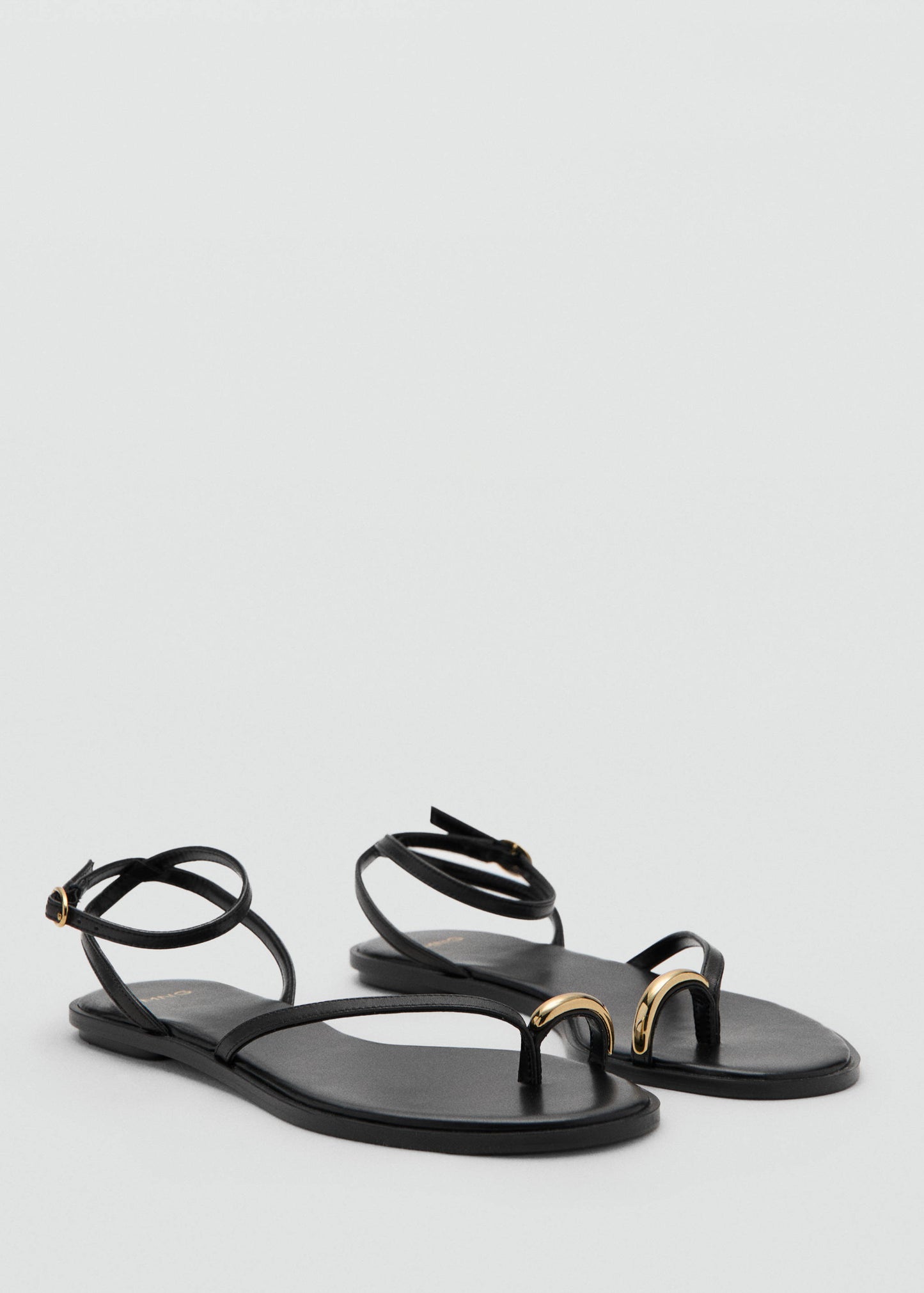 Leather strap sandals with metallic detail