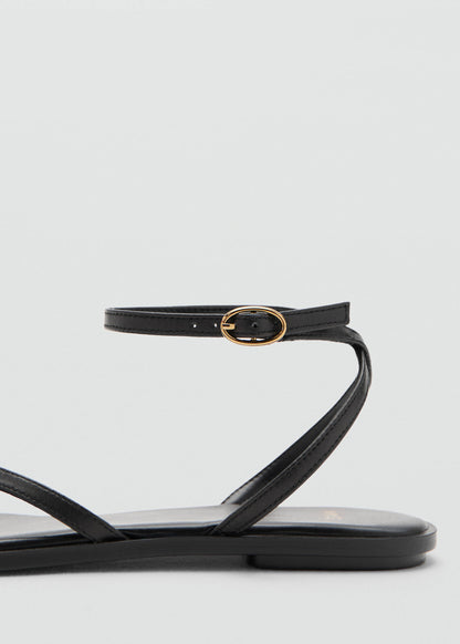 Leather strap sandals with metallic detail