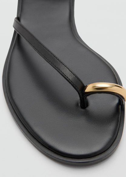Leather strap sandals with metallic detail