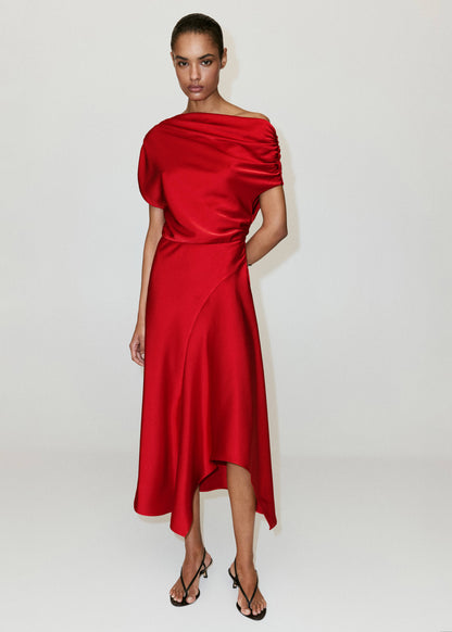 Asymmetrical satin dress
