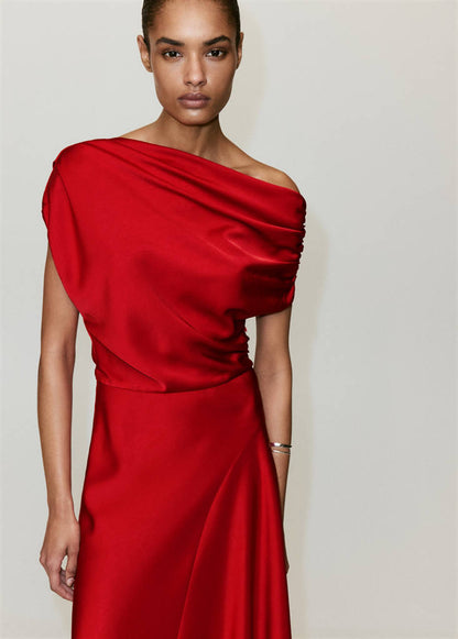Asymmetrical satin dress
