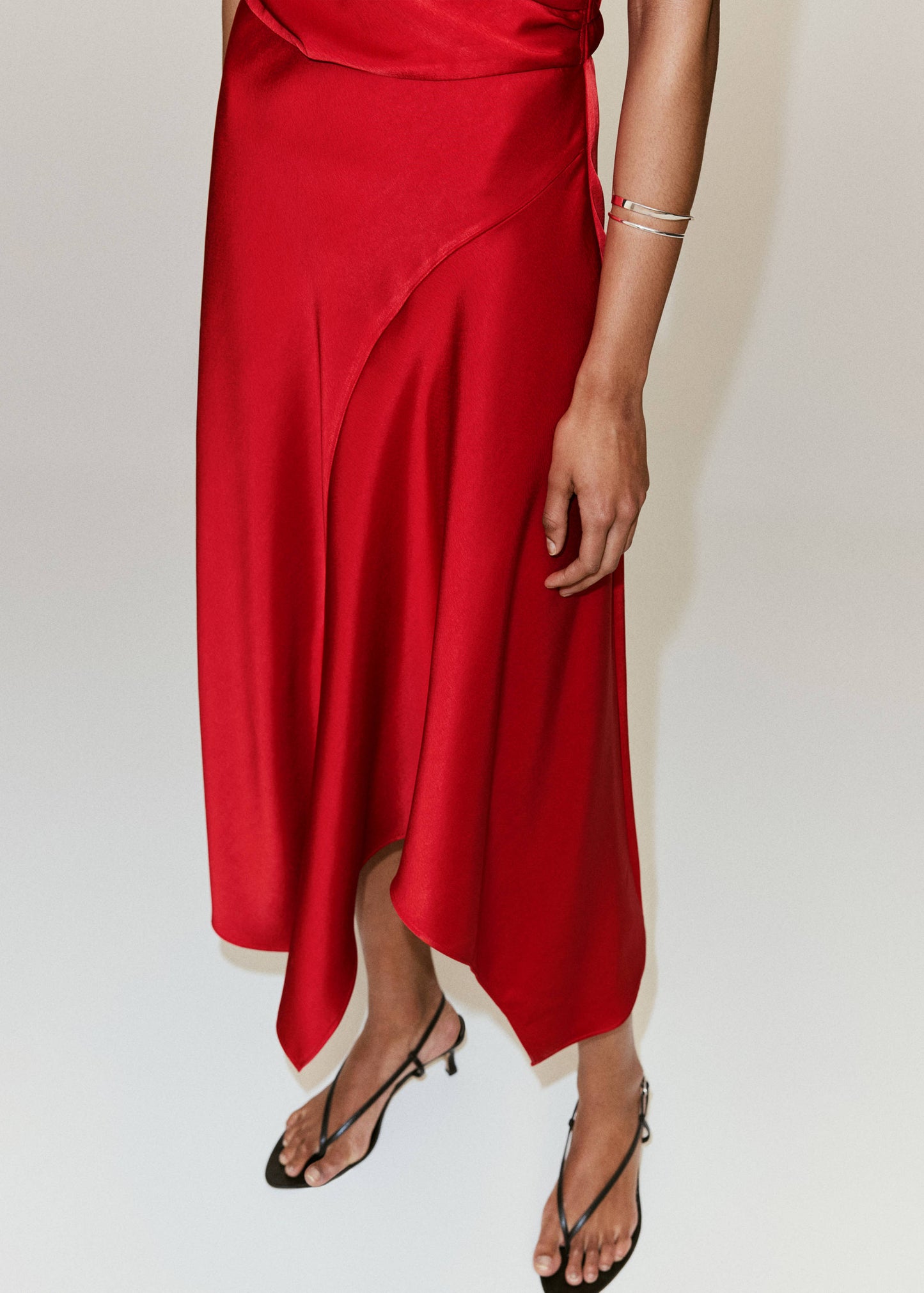 Asymmetrical satin dress
