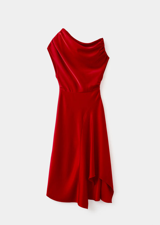 Asymmetrical satin dress