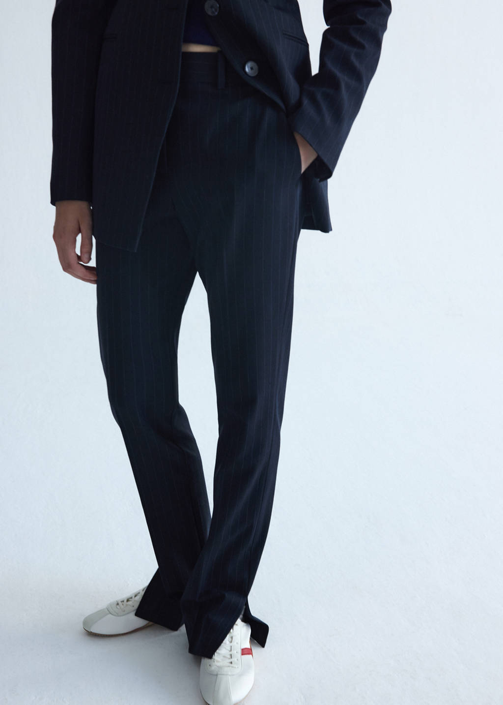 Pinstripe suit trousers