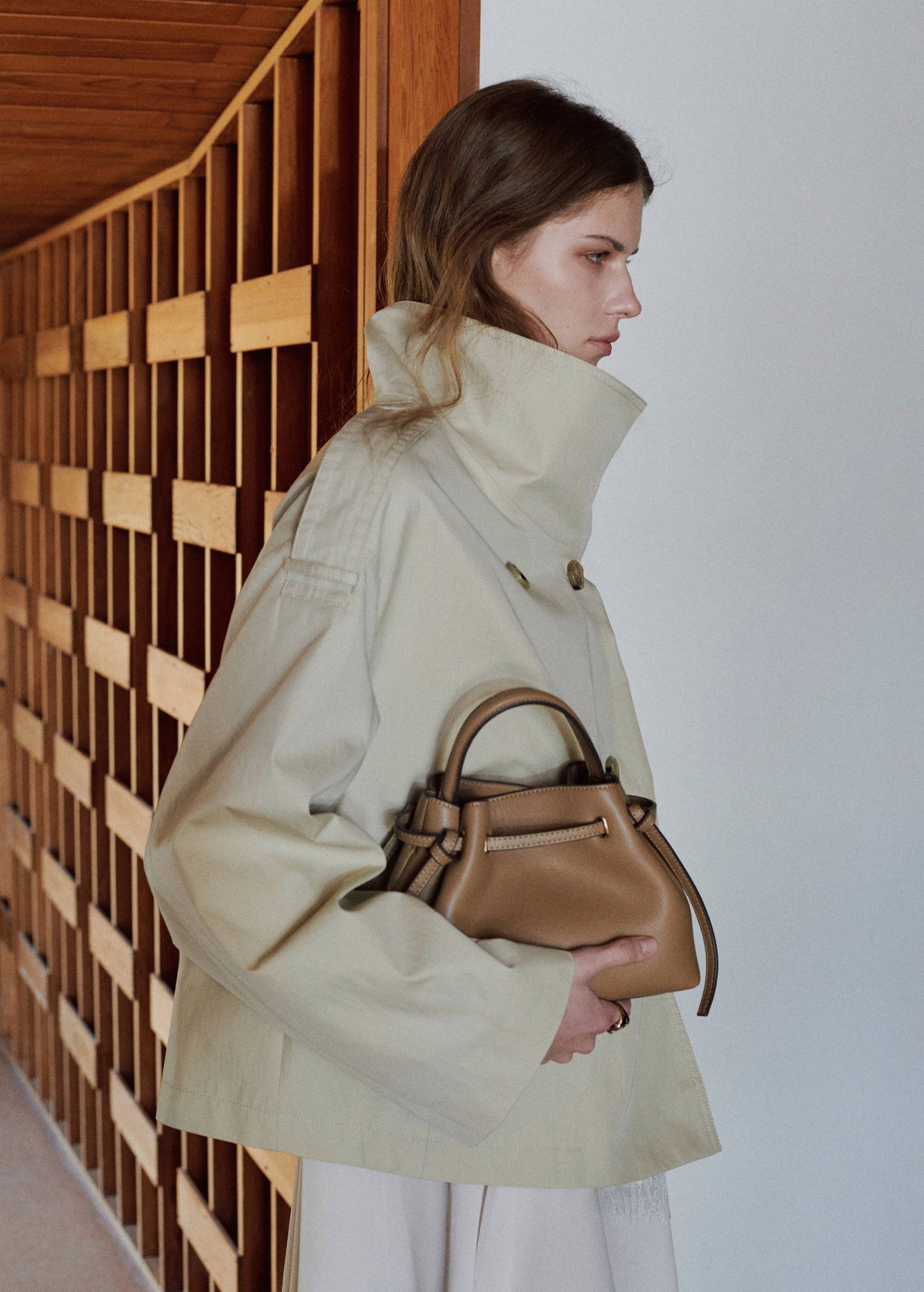 Faux-leather bucket handbag
