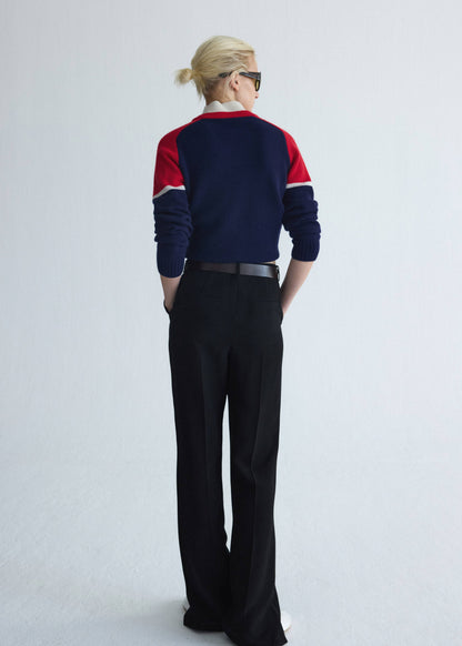 Wool jersey with contrast overlay