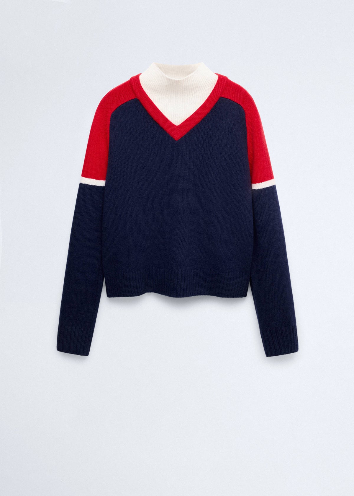 Wool jersey with contrast overlay