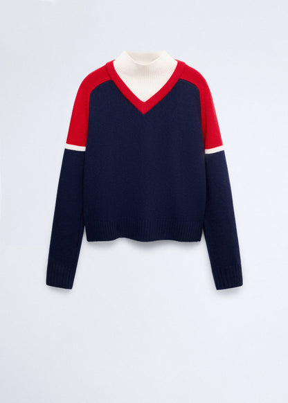 Wool jersey with contrast overlay