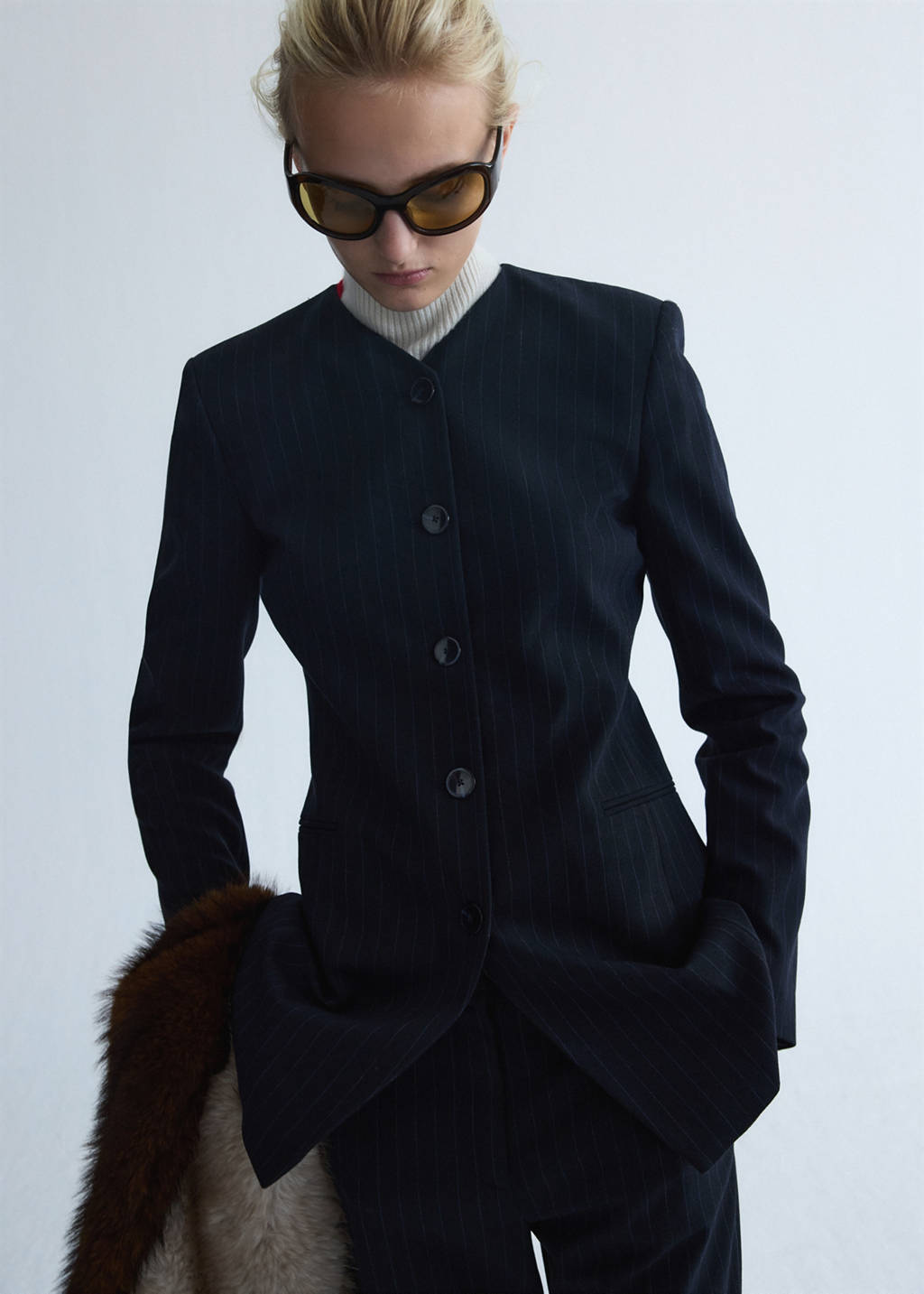 Wool pinstripe blazer