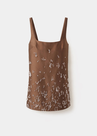 Short dress with crystal appliques