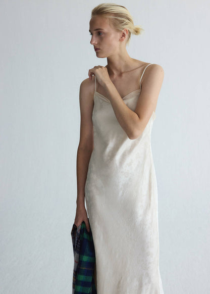 Jacquard dress with silk details
