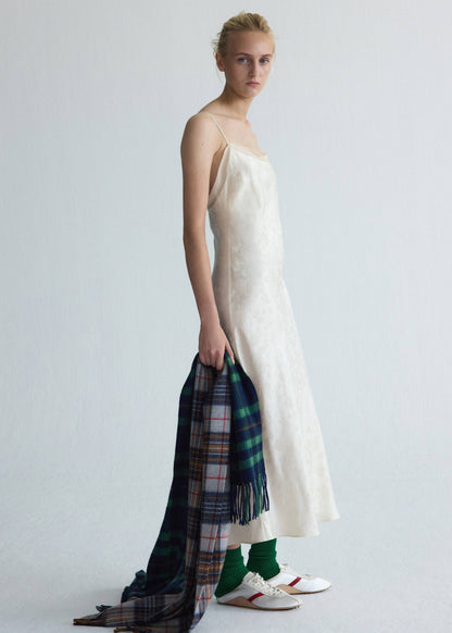 Jacquard dress with silk details