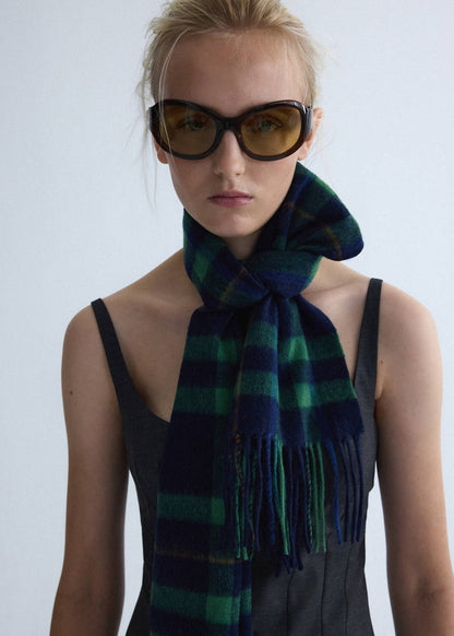 Fringed edge wool-blend scarf