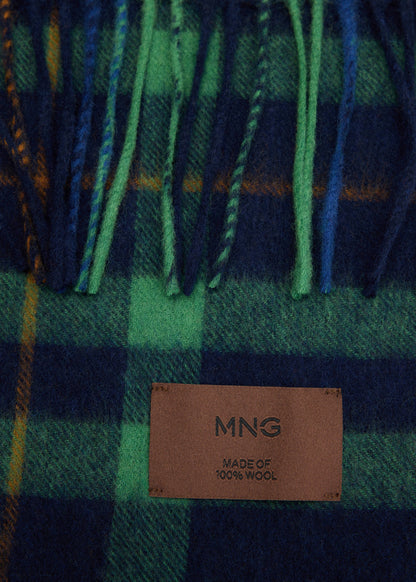 Fringed edge wool-blend scarf