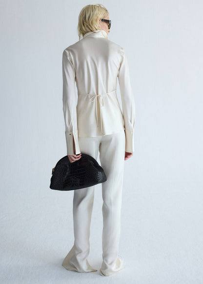 Satin trousers with hem slits