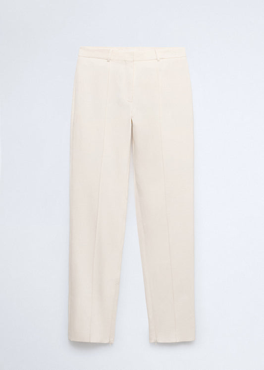 Satin trousers with hem slits