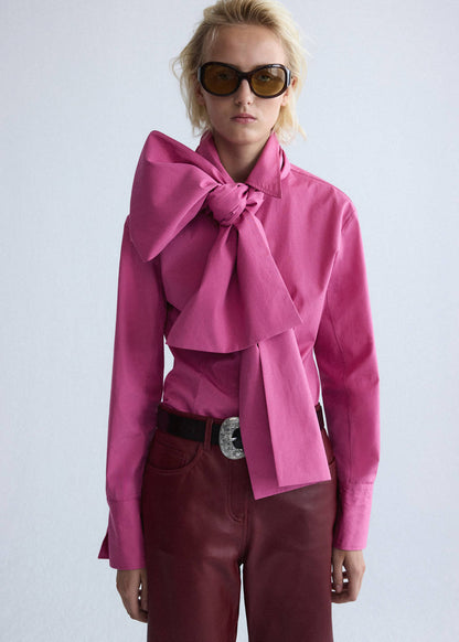 Fitted blouse with maxi bow
